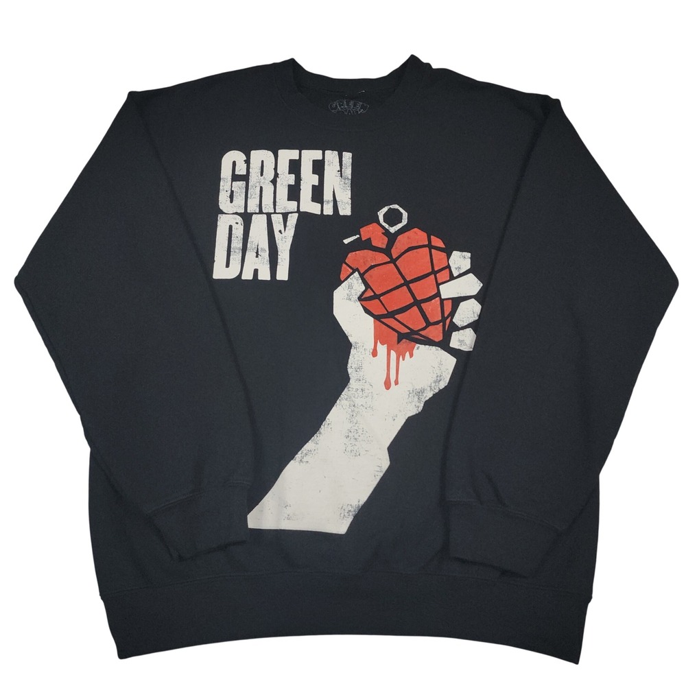 Green Day American Idiot Sweatshirt Mens M Black Heart Grenade Punk Rock Band